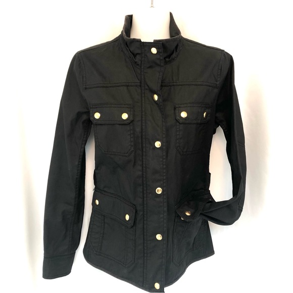 J CREW Black Cotton Relaxed Boyfriend Field Utility Jacket - Picture 2 of 11